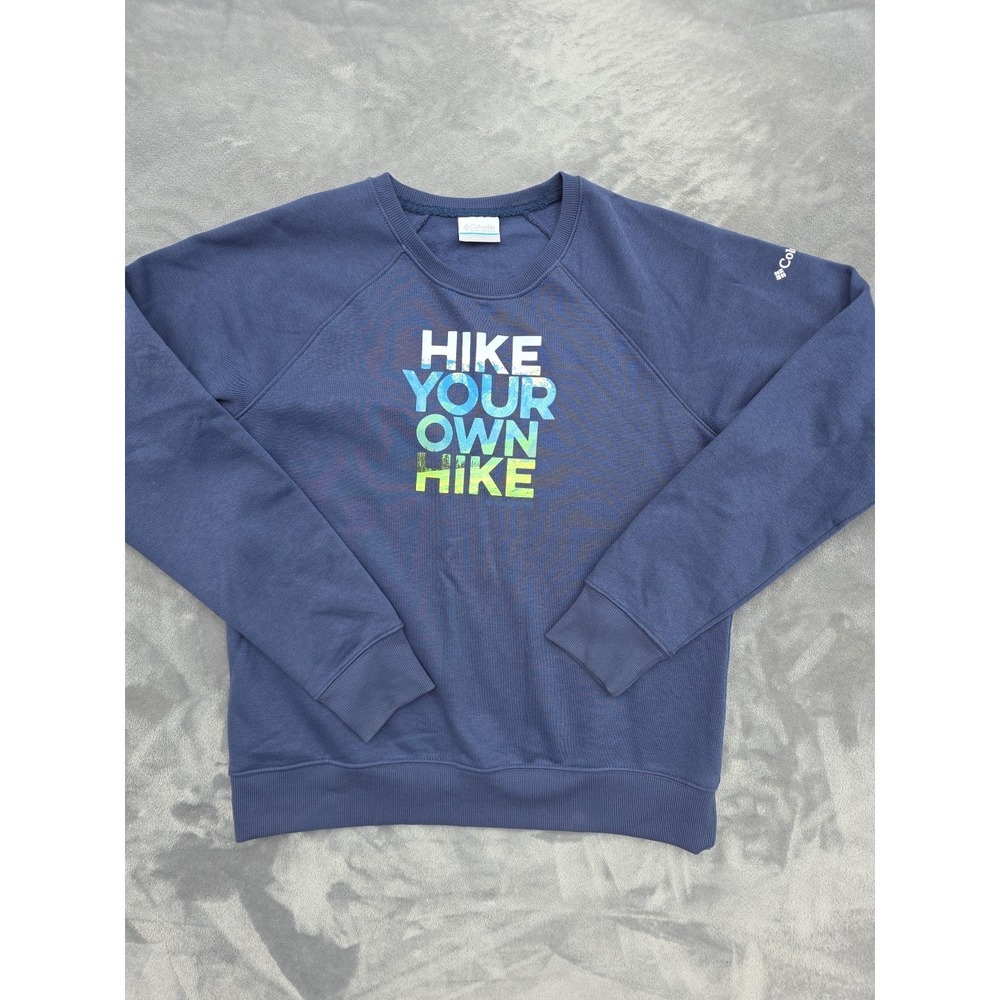 Columbia Blue‎ pullover sweatshirt Hike your own Hike women Medium gorpcore